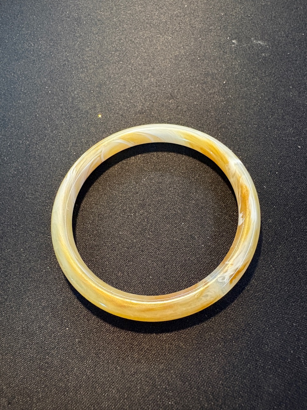 Vintage Marbled Yellow Resin Bangle Bracelet